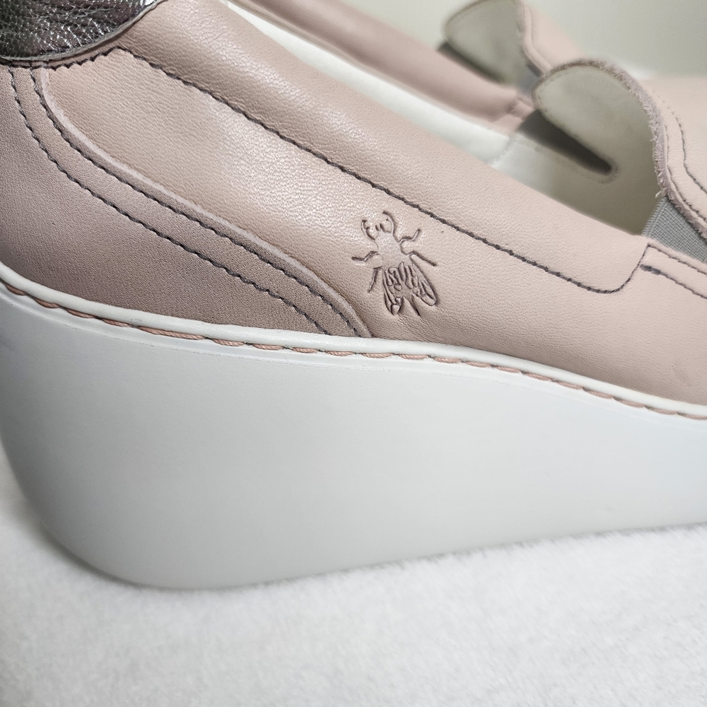 Fly London Women's Deca Pink Leather Slip On Wedge Sneakers Size 10 Casual - Picture 4 of 15